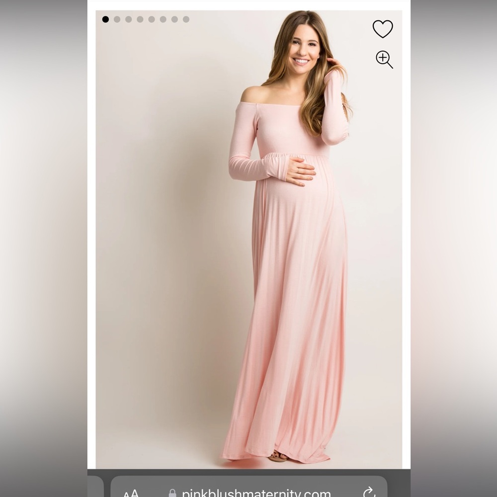Pink Blush Maternity off shoulder maxi